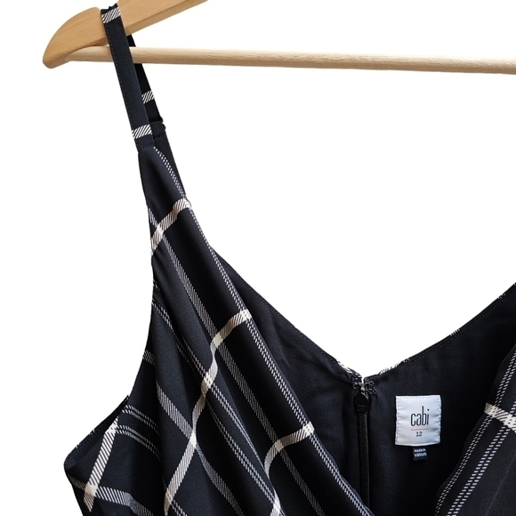 Cabi Check Crossover Cami, Black And Cream, Vneck, Size 12, #3986 - Picture 5 of 11